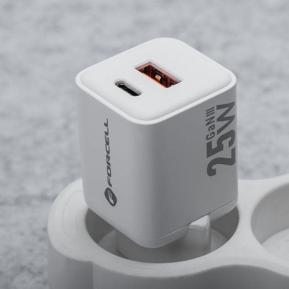 Зарядное устройство Forcell USB-A / 2x USB-C 3.45A GaN 70W PD QC 4.0, серый