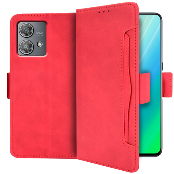 Футляр з клапаном для Motorola Edge 40 Neo, Card Slot, червоний