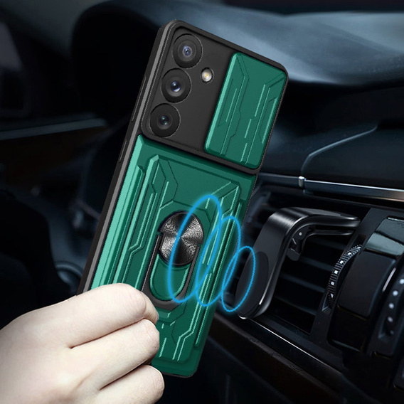 Бронированный чехол для Samsung Galaxy A54 5G, Camera Slide Card Slot, зелёный