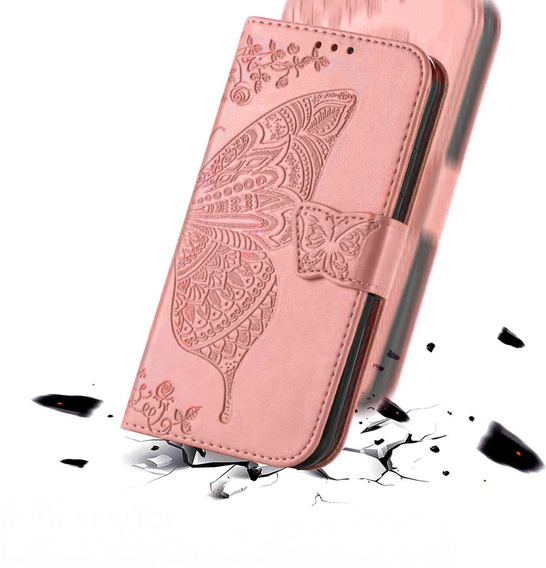 Откидной чехол для Honor 400 Lite, Butterfly, розовый rose gold