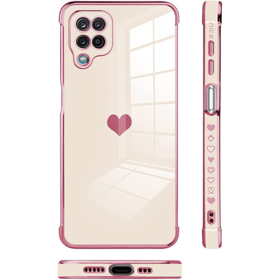 Чехол до Samsung Galaxy A12 / M12 / A12 2021, Electro heart, розовый rose gold