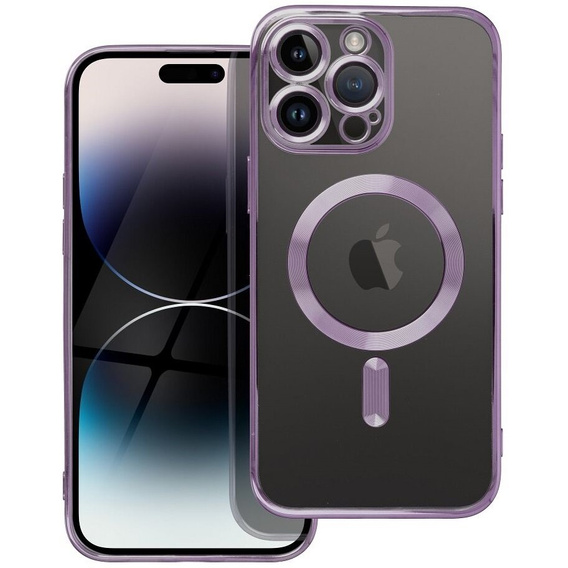 Чехол для iPhone 16 Pro, Electro MagSafe, фиолетовый + стекло для экрана
