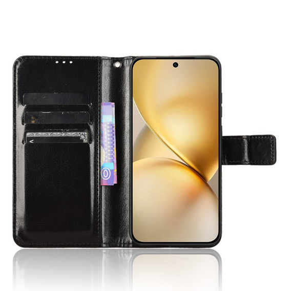 Откидной чехол для Vivo X200 Pro 5G, Crazy Horse Wallet, чёрный