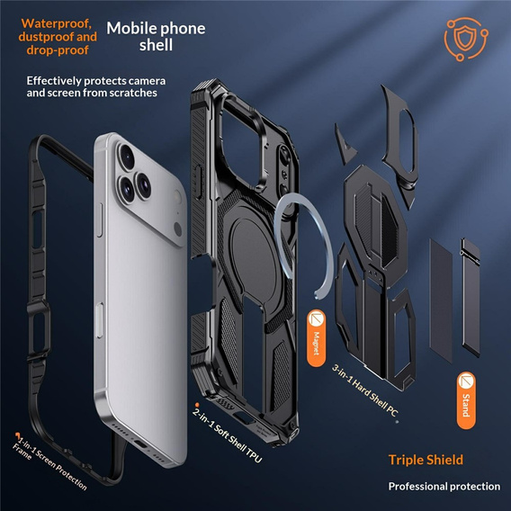 Защитный чехол с подставкой, совместимый с MagSafe, для iPhone 17 Pro Max