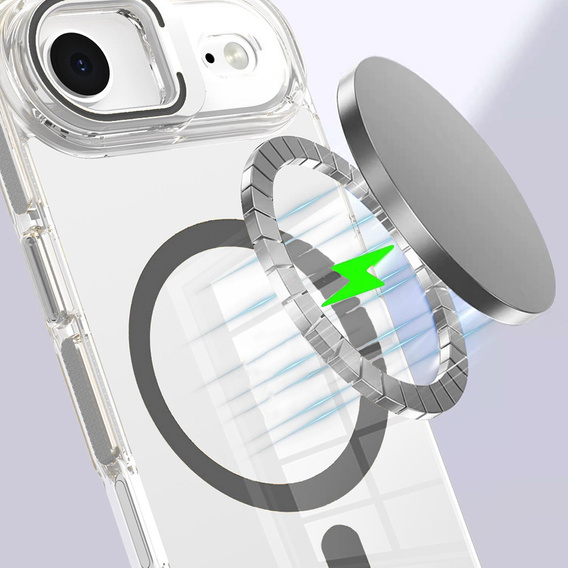 Чехол для iPhone Air, для MagSafe, с подставкой, прозрачный с серыми вставками