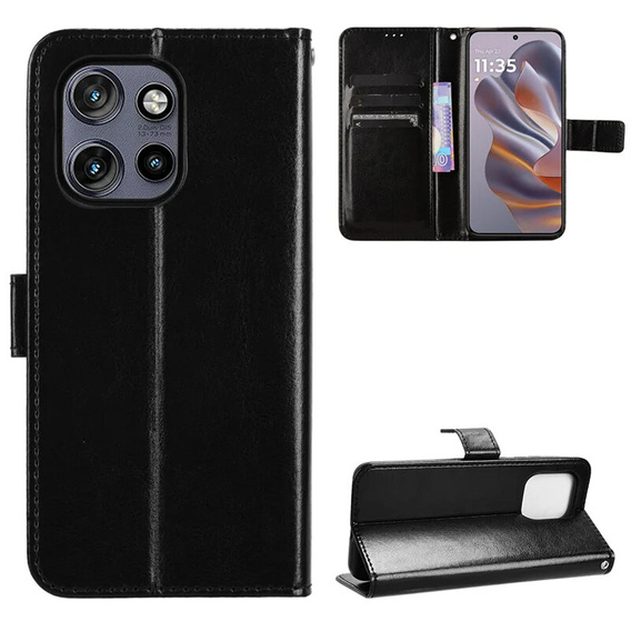 Футляр з клапаном для Motorola Edge 50 Neo / Motorola ThinkPhone 25, Crazy Horse Wallet, чорний