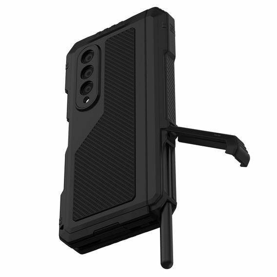 Бронированный чехол для Samsung Galaxy Z Fold 4 5G, алюминий, с подставкой и держателем стилуса, черный
