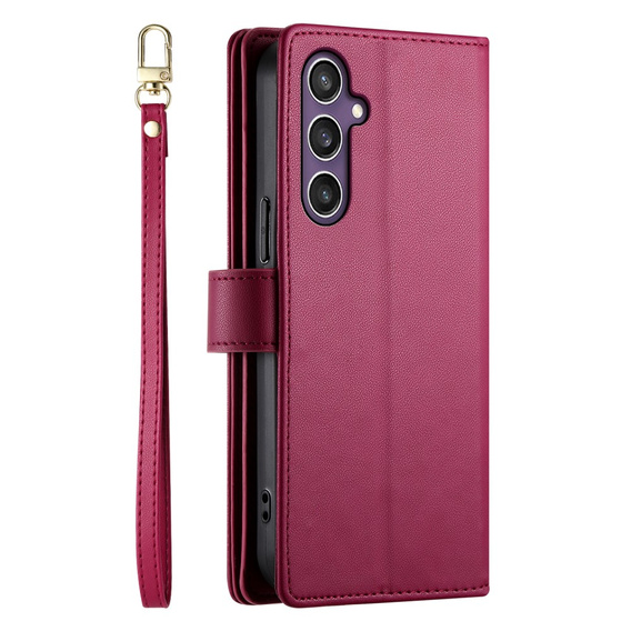 Откидной чехол для Samsung Galaxy S25, Wallet Zipper Pocket, красный