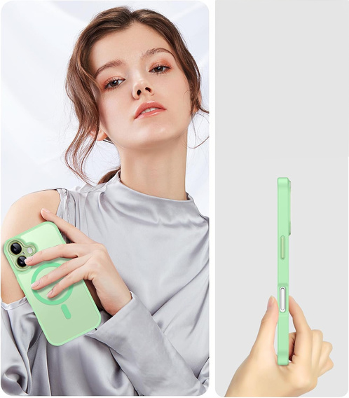 Чохол для iPhone 16 Plus, для MagSafe, ERBORD Matt Case, світло-зелений + захисне скло