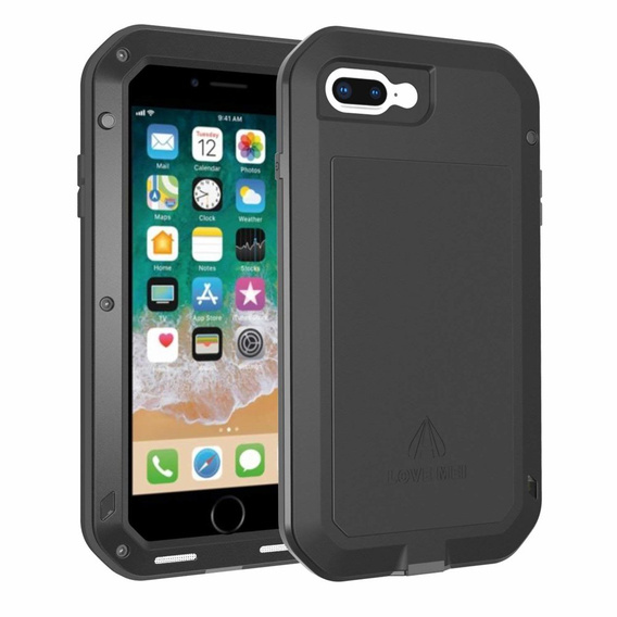 Чехол Love Mei до iPhone 8 Plus / 7 Plus, armored with glass, чёрный