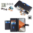 Откидной чехол для Xiaomi Redmi Note 13 Pro+, Wallet Zipper Pocket, чёрный