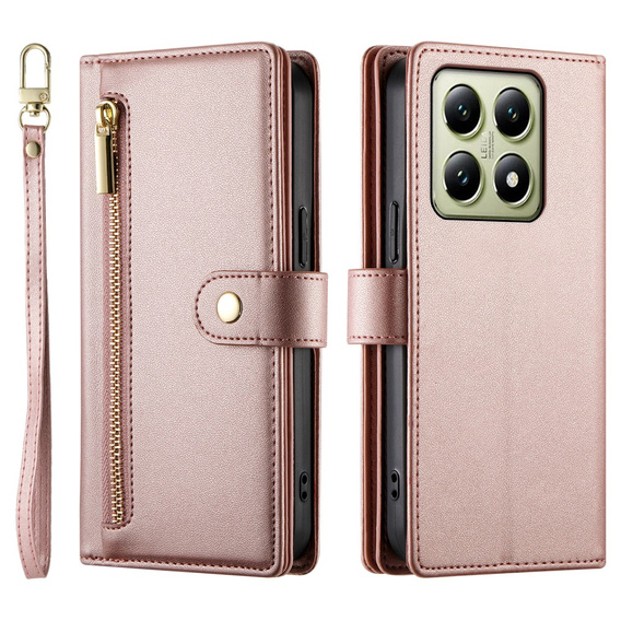 Чохол-книжка для Xiaomi 14T, Wallet Zipper Pocket, рожевий