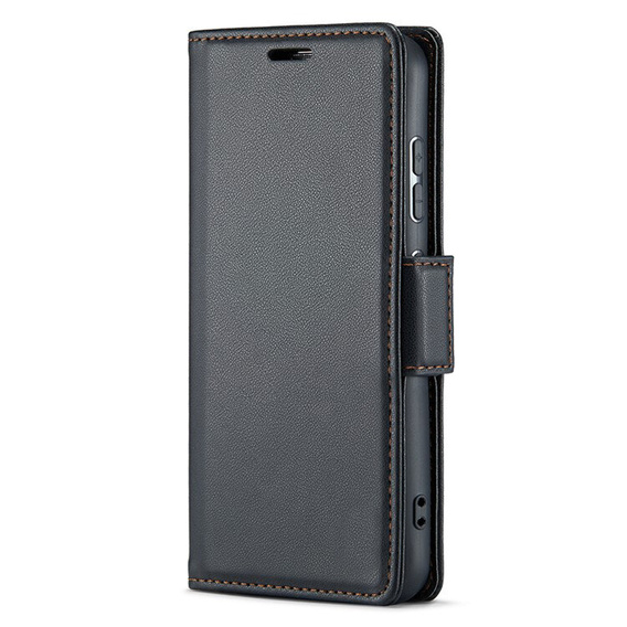 Чехол для Xiaomi Redmi Note 13 Pro 5G, ERBORD Glossy Litchi, кошелек с клапаном, чёрный