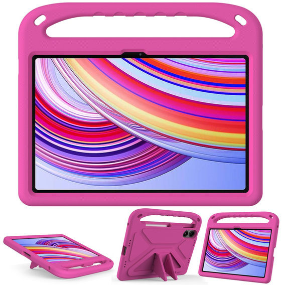 Детский чехол для Xiaomi Redmi Pad Pro / Xiaomi Poco Pad, с ручкой, розовый