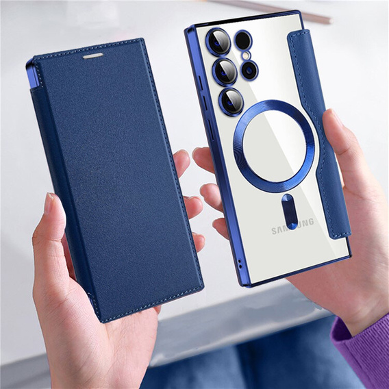 Откидной чехол для Samsung Galaxy S24 Ultra, RFID Wallet MagSafe CamShield, темно-синий