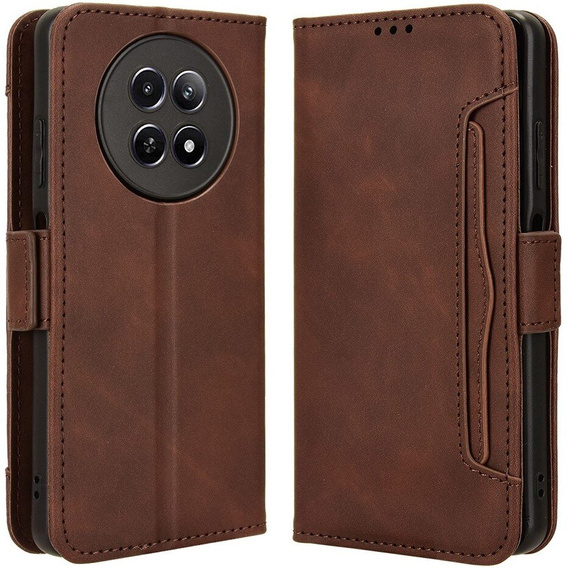 Футляр з клапаном для Realme 12, Card Slot, коричневий