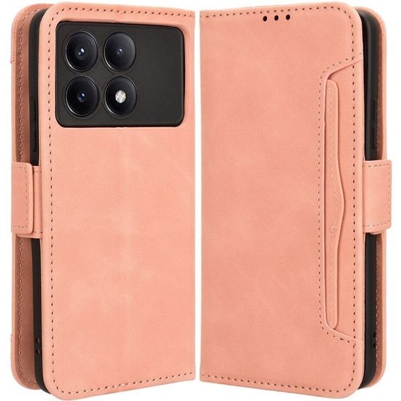 Откидной чехол для Xiaomi Poco F6 Pro, Card Slot, розовый