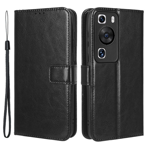 Футляр з клапаном для Huawei P60 / P60 Pro, Crazy Horse Wallet, чорний