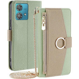Чохол-книжка для Motorola Edge 40 Neo 5G, Wallet Zipper Pocket, з дзеркалом, зелений