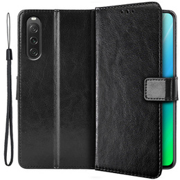 Откидной чехол для Sony Xperia 10 V, Crazy Horse Wallet, чёрный