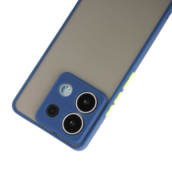 Силіконовий чохол для Xiaomi Redmi Note 13 Pro 5G, із захистом камери, прозорий / синій + Загартоване скло 9H