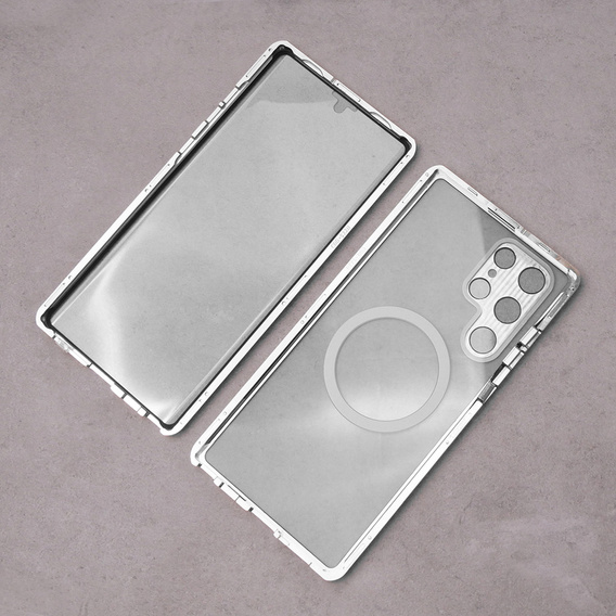 Магнітний чохол Dual Glass MagSafe для Samsung Galaxy S22 Ultra, сріблястий