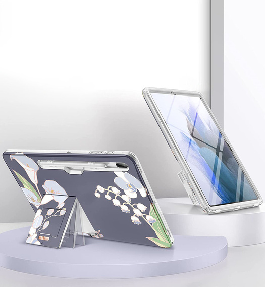 Чoхол до Samsung Galaxy Tab S7 FE, Suritch Full Body Flowers, сірий