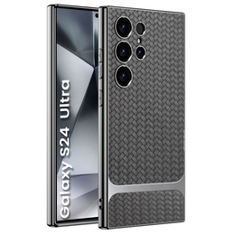 Чoхол до Samsung Galaxy S24 Ultra, GKK Woven Leather, сірий