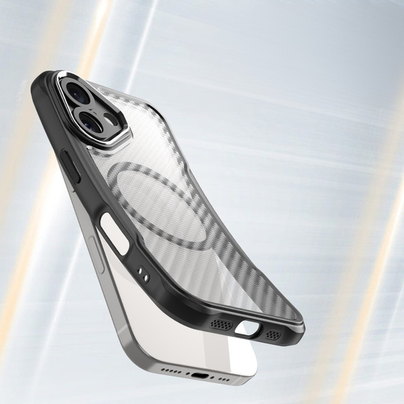 Чехол для iPhone 16, Fusion Hybrid Carbon, для MagSafe, чёрный