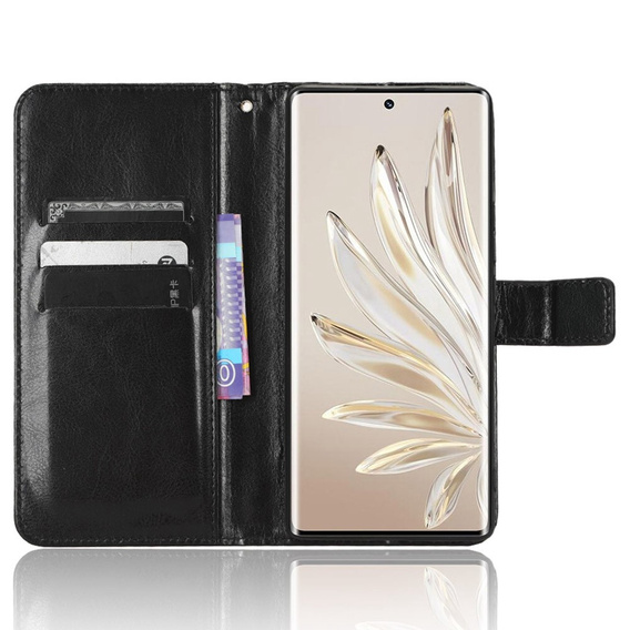 Откидной чехол для Honor 70 5G, Crazy Horse Wallet, чёрный