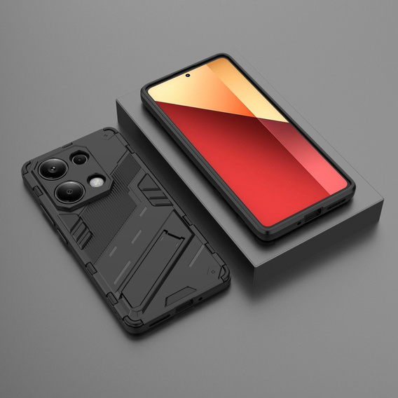 Чехол для Xiaomi Redmi Note 13 Pro 4G / Xiaomi Redmi Note 14S / Xiaomi Poco M6 Pro 4G, Military kickstand, чёрный