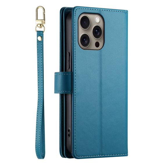 Откидной чехол для iPhone 16 Pro Max, Wallet Zipper Pocket, синий