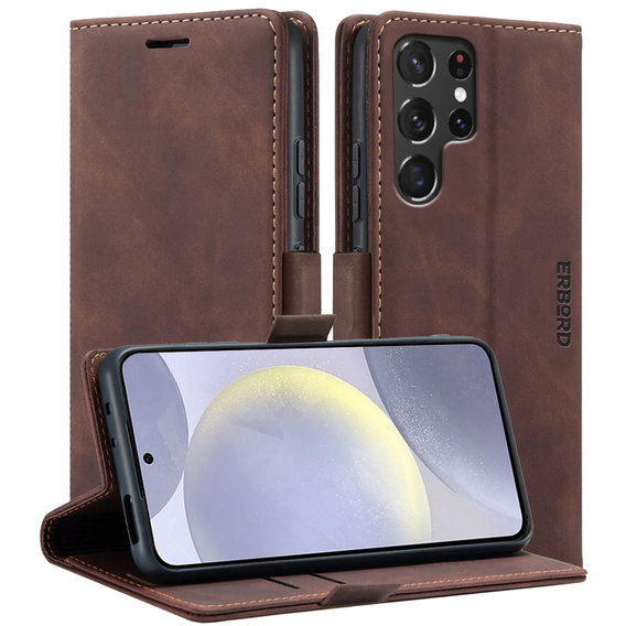 Чохол для Samsung Galaxy S24 Ultra, ERBORD Vintage, гаманець з клапаном, кава