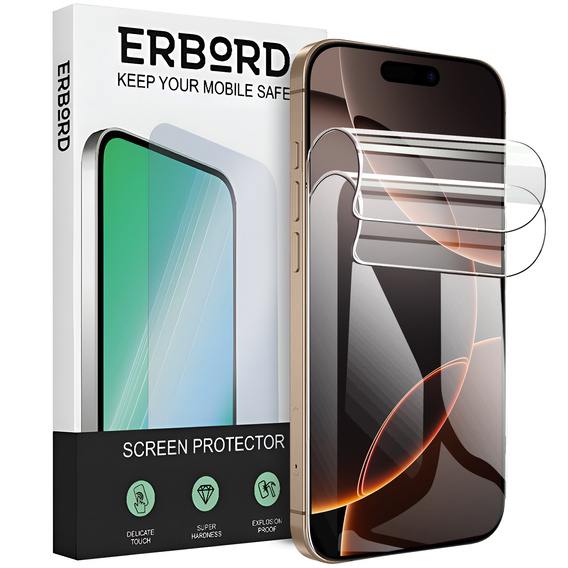 2x гидрогелевая пленка для iPhone 15 Pro Max, гидрогелевая пленка ERBORD