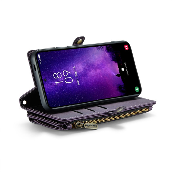 Чохол CASEME для Samsung Galaxy S24 FE, RFID Leather Wallet з плечовим ременем, фіолетовий