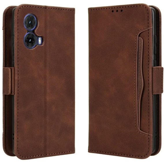 Футляр з клапаном для Motorola Moto G85, Card Slot, коричневий