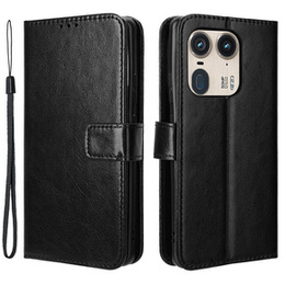 Футляр з клапаном для Motorola Edge 50 Ultra, Crazy Horse Wallet, чорний