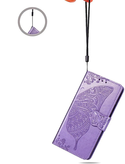 Откидной чехол для Motorola Edge 50 Pro, Butterfly, фиолетовый