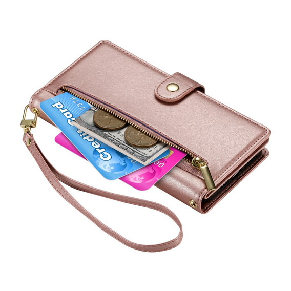 Чохол-книжка для Samsung Galaxy S25, Wallet Zipper Pocket, рожевий