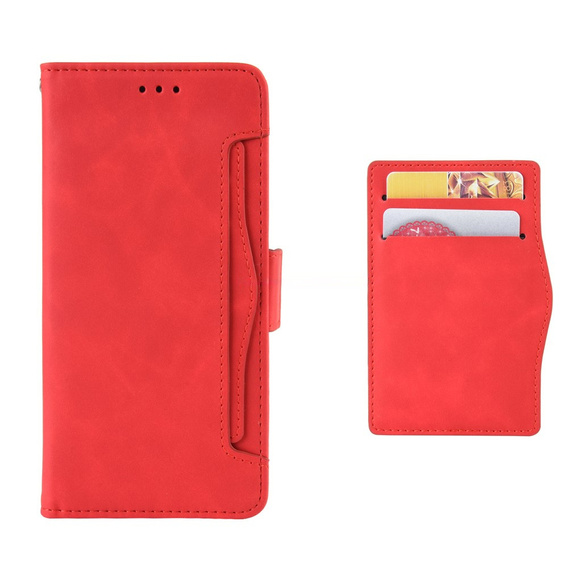 Чехол с клапаном для Oppo Reno 14F, слот для карт, бумажник, красный