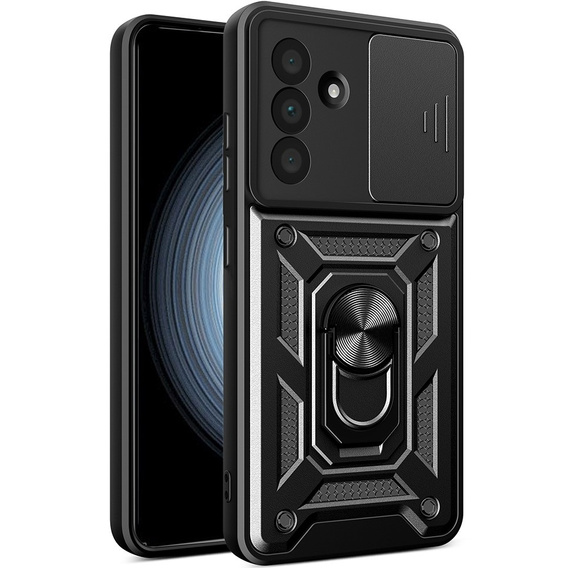 Броньований чохол для Samsung Galaxy A56, CamShield Slide, чорний + Загартоване скло 9H