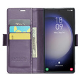 Чехол для Samsung Galaxy S24 Ultra, ERBORD Glossy Litchi, кошелек с клапаном, фиолетовый