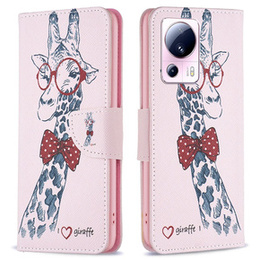 Откидной чехол для Xiaomi 13 Lite, Wallet, giraffe, розовый