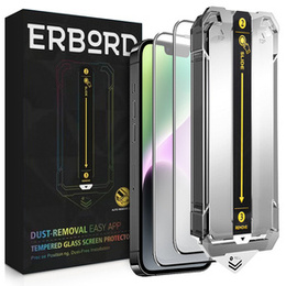 2x Скло захисне загартоване для iPhone 16e / 14 / 13 / 13 Pro, ERBORD Easy App Full Screen Protector