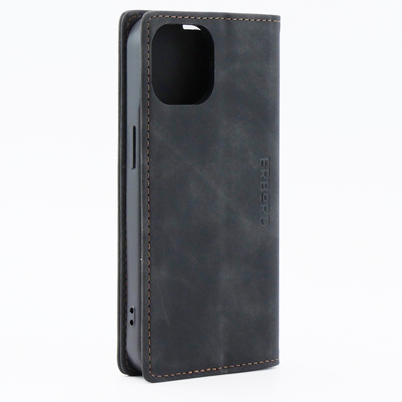 Чохол для iPhone 15, ERBORD Vintage, гаманець з клапаном, чорний