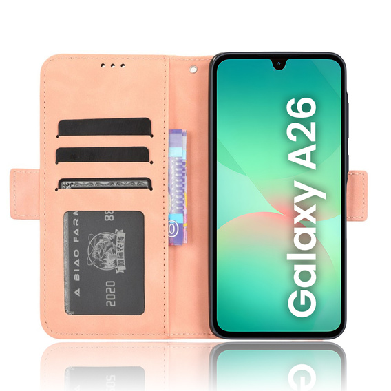 Футляр з клапаном для Samsung Galaxy A26, Card Slot, рожевий