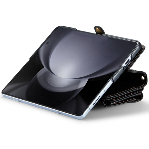 Чехол CASEME для Samsung Galaxy Z Fold6 5G, RFID Leather Wallet, с плечевым ремнем, чёрный