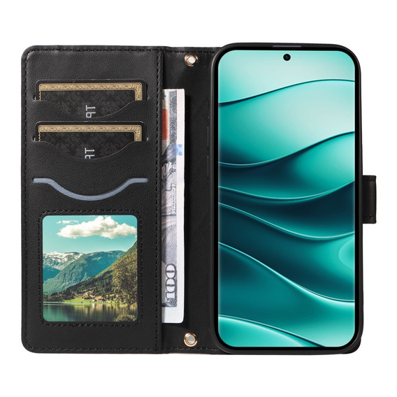 Чохол-сумка для Xiaomi Redmi Note 14 Pro 5G / Xiaomi Redmi Note 14 Pro+ 5G / Xiaomi Poco X7 5G, Rhombus Crossbody Leather, чорний