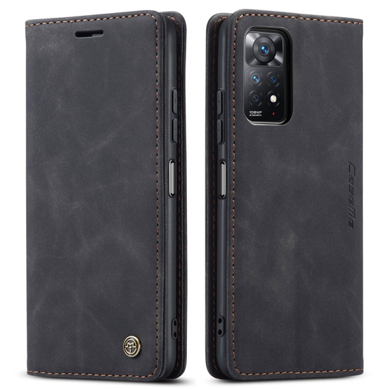 Чехол CASEME для Xiaomi Redmi Note 11 Pro 4G/5G, Leather Wallet Case, чёрный