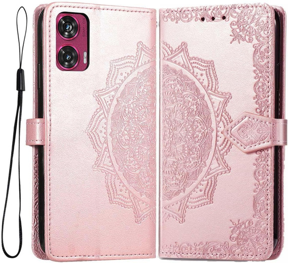 Откидной чехол для Motorola Edge 50 Fusion 5G, Mandala, розовый